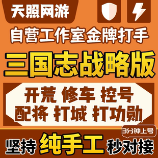 三国志战略版开荒代练代肝配将打势力值练级打城控号夜控s1s2s3pk