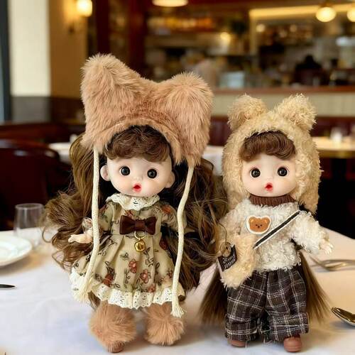 OB11小洋娃娃12分bjd换装14厘米衣服套装女孩多关节玩偶玩具娃衣