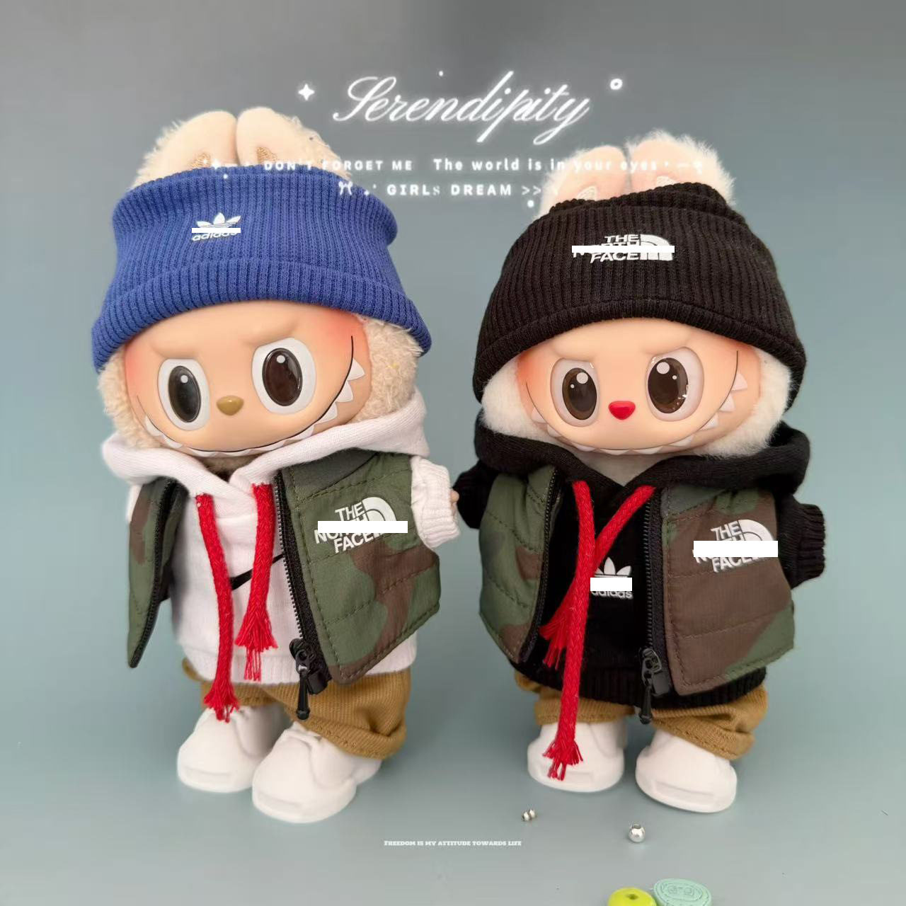 仅娃衣拉布布公仔娃衣labubu时尚衣服换装LABUBU马甲帽衫帽子套装图片