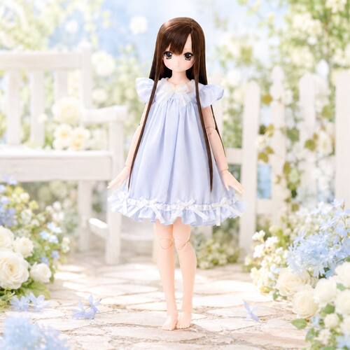 米甜四代特六娃衣 Azone M浅蓝花边小飞袖裙子12分 ob11 BJD通用