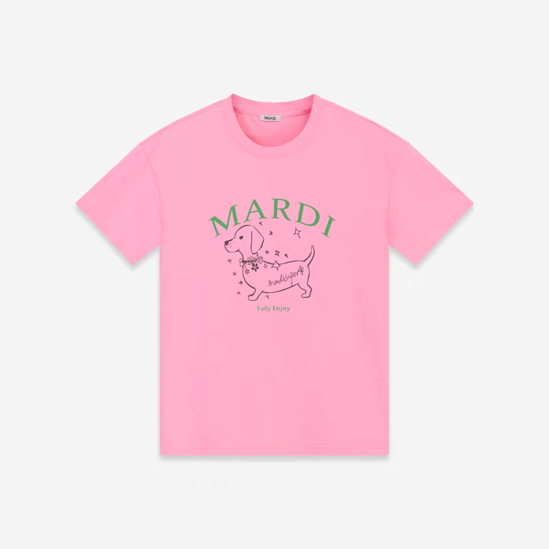 Mardi腊肠狗印花纯棉休闲百搭短袖2025夏季新款韩版显瘦圆领T恤潮