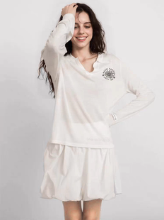 T恤25春秋新款 百搭休闲长袖 设计感针织刺绣上衣 女士时尚 Mardi韩版