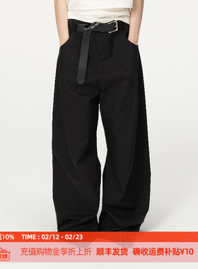 DOSORDONTS原创设计加番！波浪造型百搭显瘦神裤宽松黑色阔腿裤女