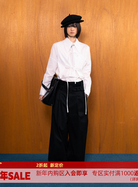 DOSORDONTS 不对称内交叠门襟蝴蝶结可调节绑带系带衬衫2025春女