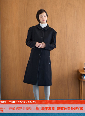 DOSORDONTS黑色收腰阔摆多口袋大衣2025年秋冬新款中长款西装外套