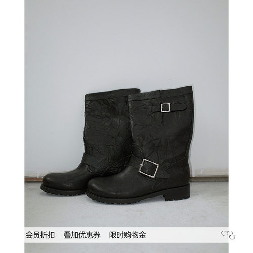 DOSORDONTS做旧褶皱短靴