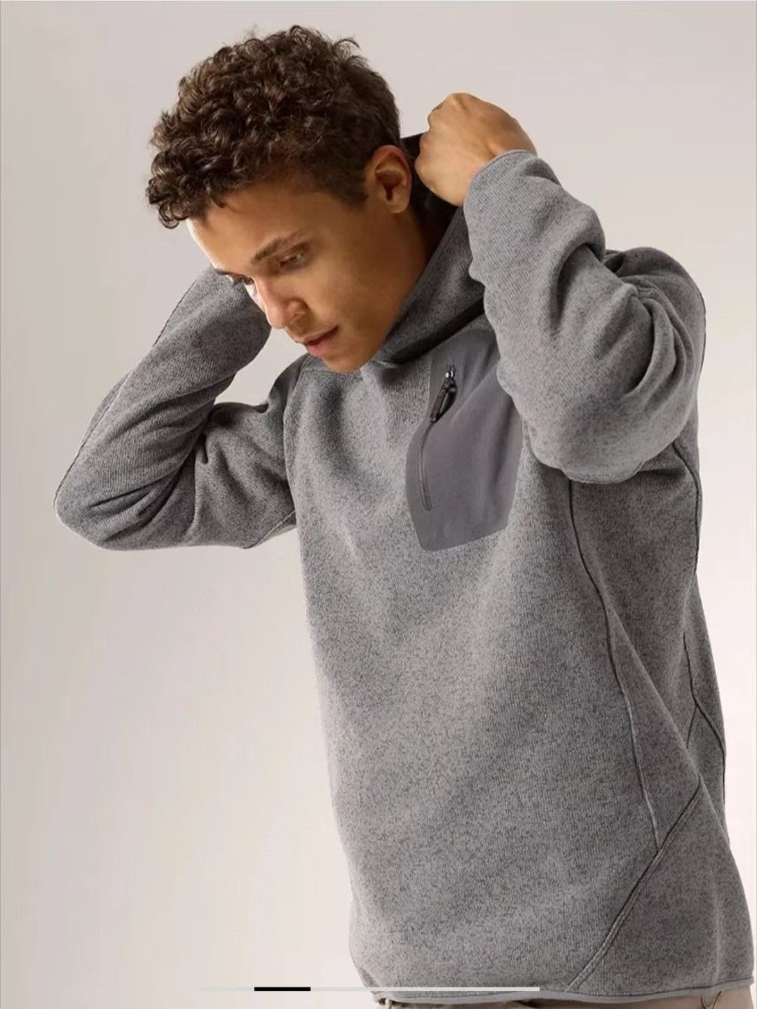 袅家同款COVERT系列男装秋冬休闲百搭保暖连帽抓绒卫衣