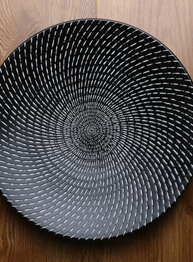 黑色磨砂陶瓷餐具“流星雨”汤盘创意家用哑光菜盘子沙拉碗意面盘