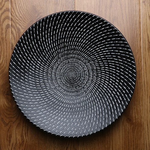 黑色磨砂家用陶瓷餐具盘子汤碗