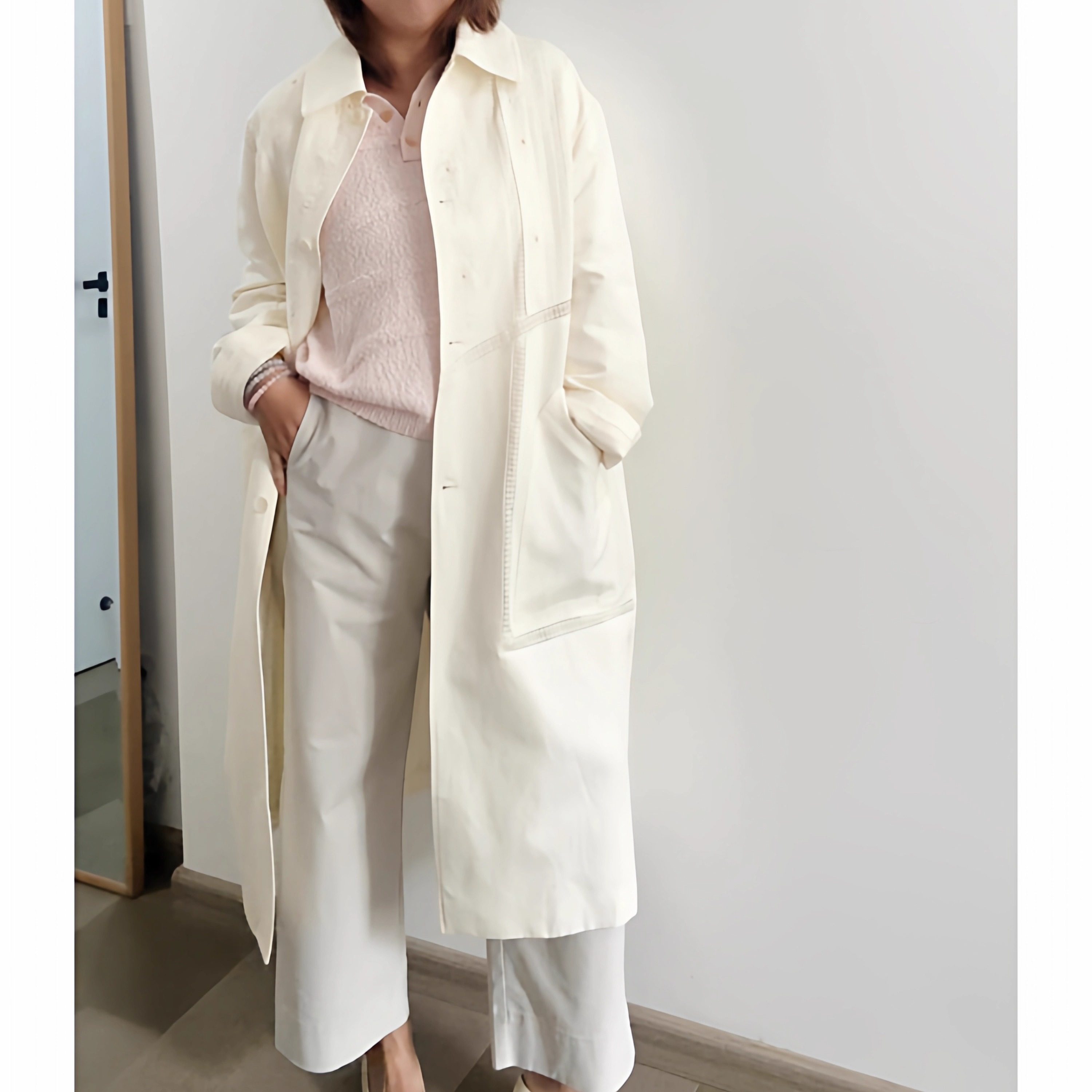 质拙如心 2025秋冬重工蕾丝长风衣女高级优雅气质中长款外套