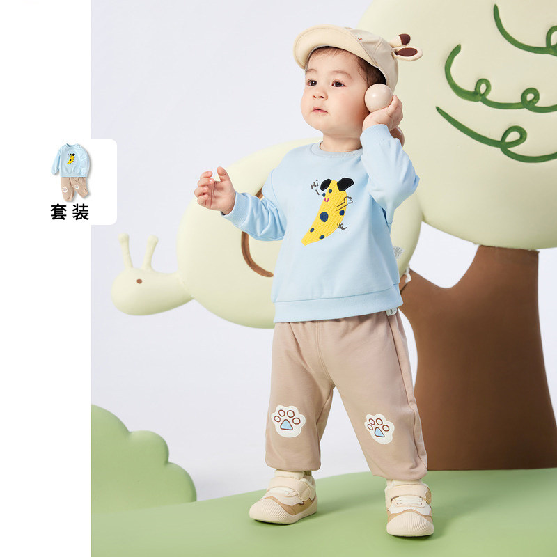 宝宝套装春秋装2025新款儿童童装男童运动清新3岁女童两件套卫衣a
