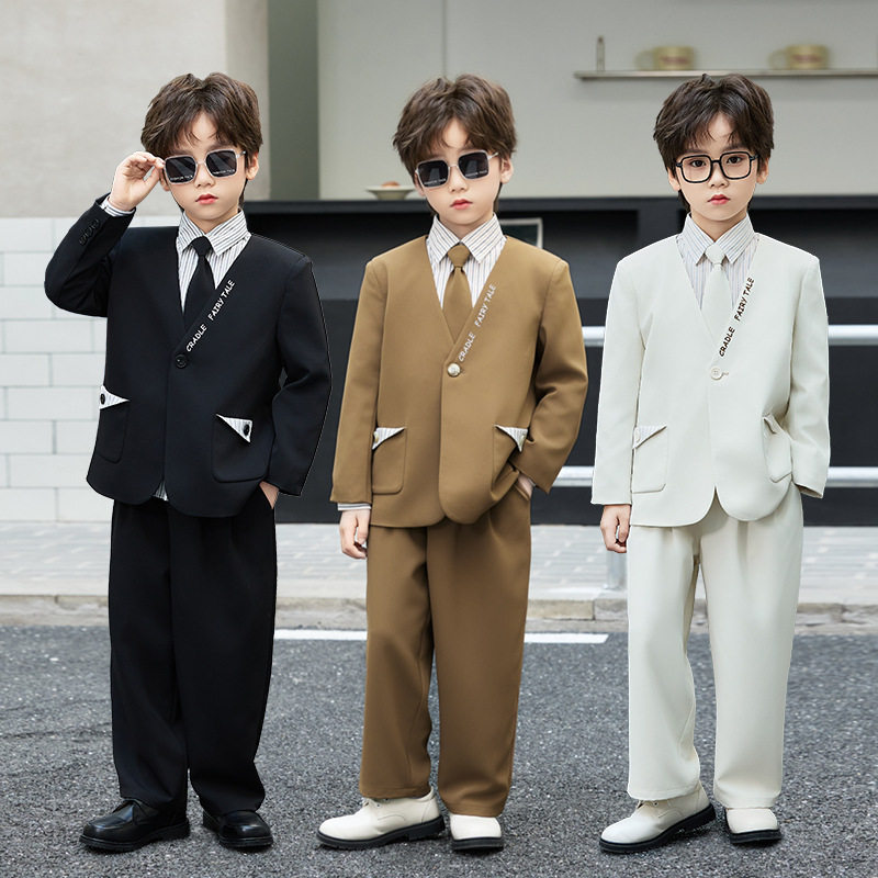 男童西装套装春季新款痞帅儿童韩版西服花童生日礼服主持人演出服