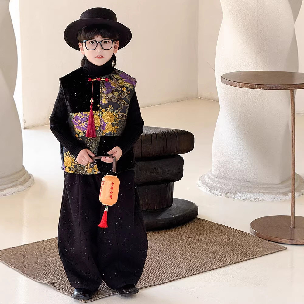 男童中国风马甲套装冬季新款儿童加绒痞帅中式唐装背心喜庆拜年服,童装/婴儿装/亲子装,马甲,淘宝优惠券,粉丝福利购,淘宝优惠卷