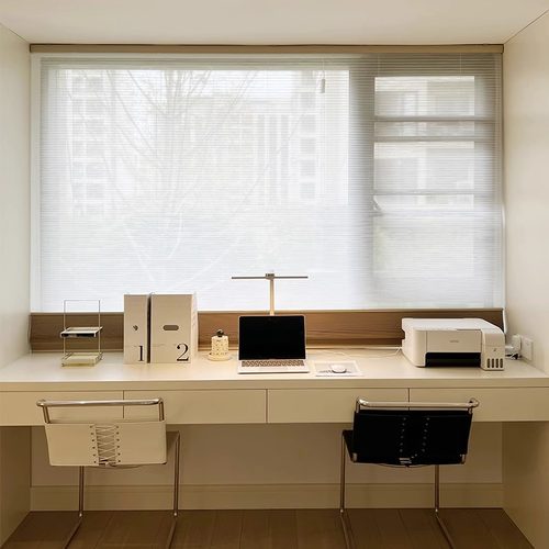 超宽前后排日夜蜂巢帘风琴帘卧室客厅全遮光遮阳智能电动百叶窗帘