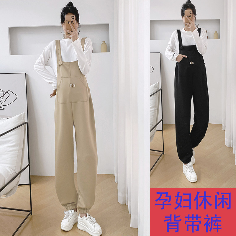 2025孕妇背带裤女春夏新款纯棉外穿托腹裤休闲加肥加大孕妇裤子