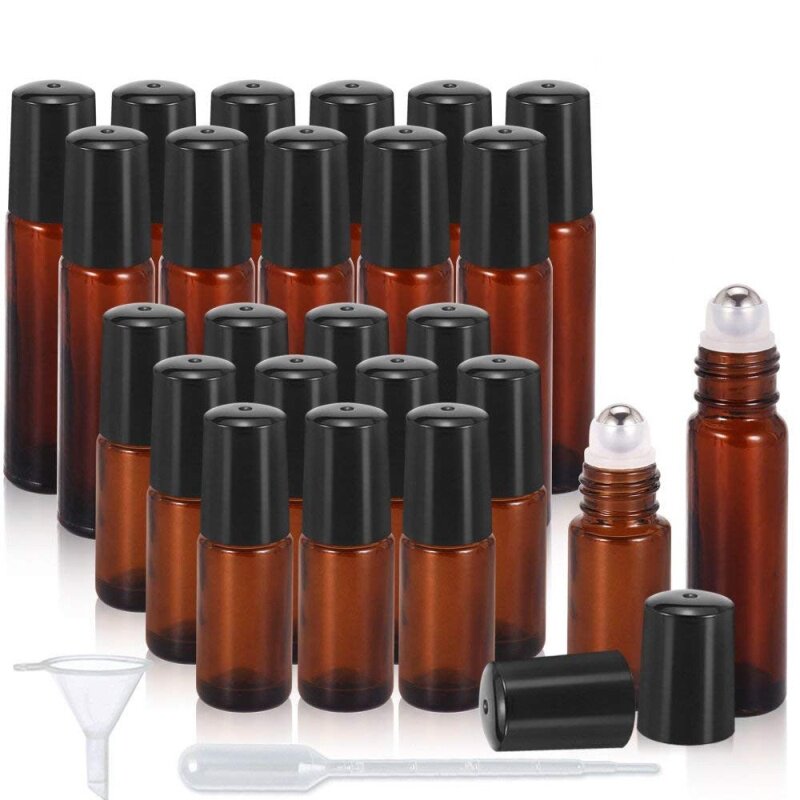 滚珠分装瓶精油瓶按摩油花露水化妆品香水玻璃走珠空瓶擦药器蓝色