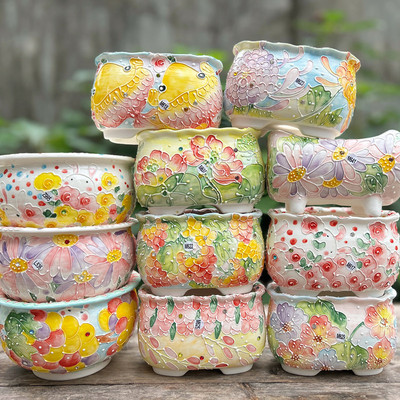 白陶花卉濑户烧吸水透气