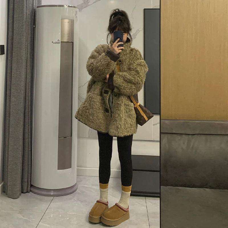 大码胖MM法式两面穿羊羔毛大衣春季美拉德复古皮毛一体立领外套,女装/女士精品,短外套,淘宝优惠券,粉丝福利购,淘宝优惠卷