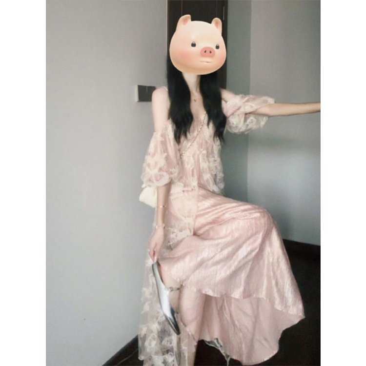 大码胖mm温柔风粉色吊带连衣裙高级感仙女度假气质巨好看显瘦长裙,女装/女士精品,连衣裙,淘宝优惠券,粉丝福利购,淘宝优惠卷