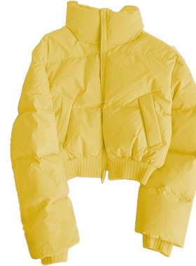 大码胖妹妹短款棉服棉袄外套女新款冬季高级感立领面包服加厚棉衣