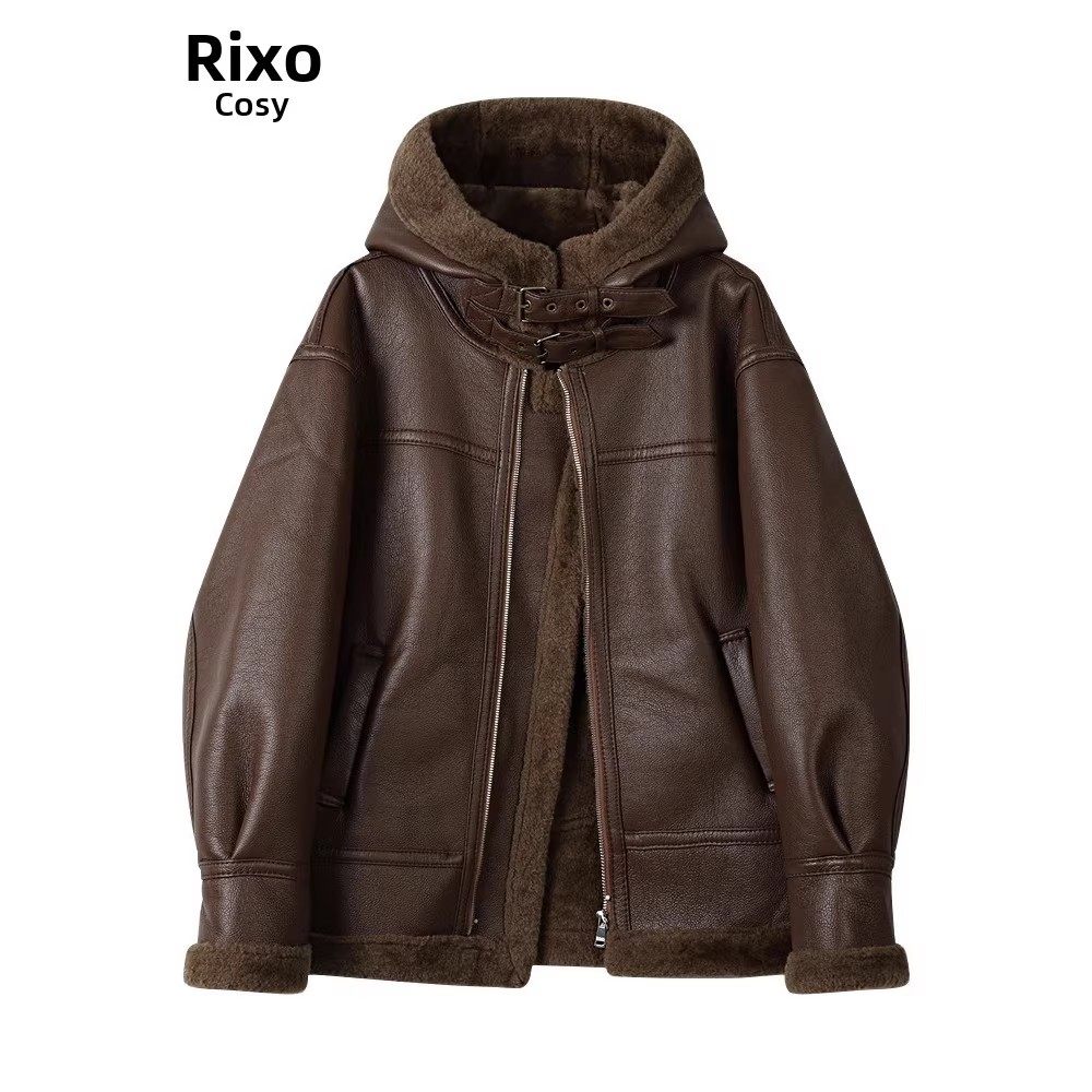大码胖mm复古皮毛一体机车服上衣女冬季新款加绒加厚连帽皮衣外套,女装/女士精品,短外套,淘宝优惠券,粉丝福利购,淘宝优惠卷
