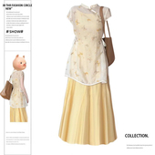 盘扣上衣吊带连衣长裙子两件套装 国风气质防晒罩衫 胖mm新中式 大码