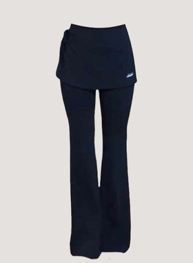 大码胖mm休闲假两件黑色高腰瑜伽裤女2025春设计感喇叭裤运动裤子