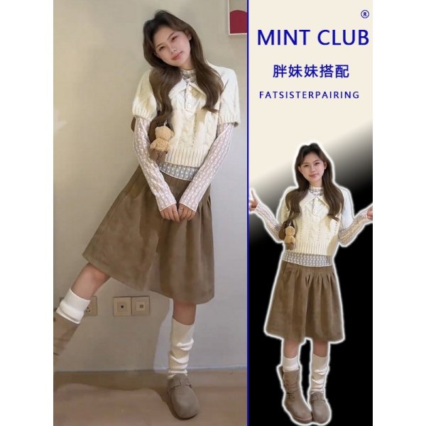 大码胖mm温柔风泡泡袖毛衣镂空针织衫女装春季休闲打底衫上衣套装,女装/女士精品,时尚套装,淘宝优惠券,粉丝福利购,淘宝优惠卷