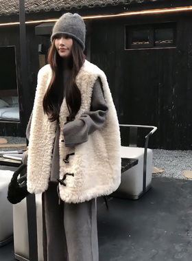 大码胖mm韩式慵懒风马甲打底衫裤子三件套女秋季新款简约通勤套装