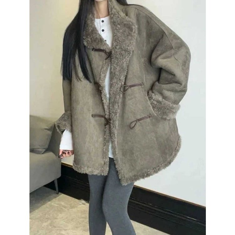 秋冬季新款皮毛一体百搭保暖外套大码胖mm遮肉显瘦宽松长袖上衣女,女装/女士精品,短外套,淘宝优惠券,粉丝福利购,淘宝优惠卷