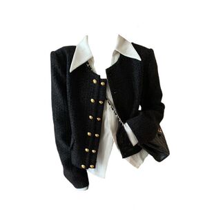 大码胖mm法式高级感百搭衬衫上衣女春季新款小香风短款外套两件套