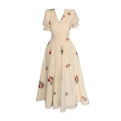 碎花连衣裙女夏季显瘦遮肉裙子