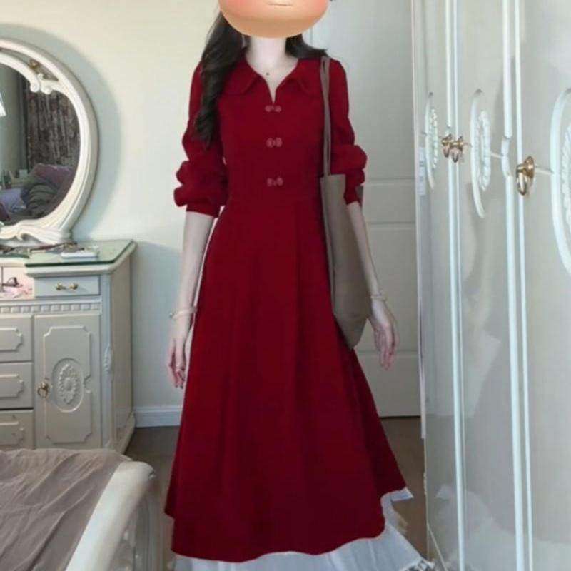 大码胖mm法式小香风长款茶歇桔梗V领长袖连衣裙女春季显瘦A字长裙,女装/女士精品,连衣裙,淘宝优惠券,粉丝福利购,淘宝优惠卷