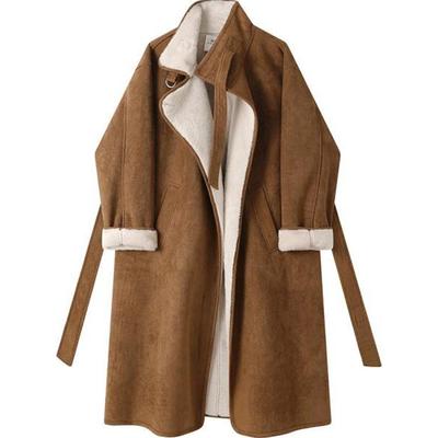 皮毛一体鹿皮绒大衣外套女秋冬
