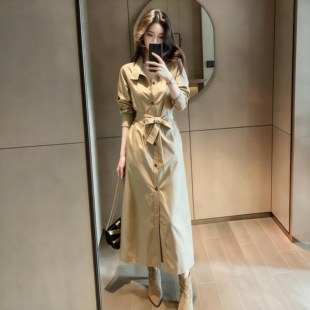 大码胖MM高级感卡其色长袖立领风衣女秋季新款轻熟修身显瘦外套潮