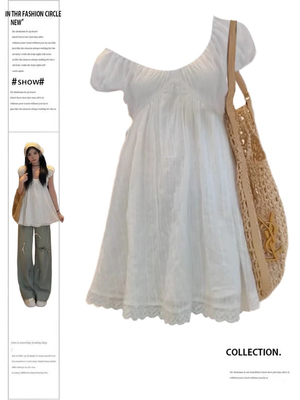 法式白色连衣裙女夏季小白裙子