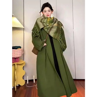大码胖mm复古港风呢子大衣女装秋季高级感超好看慵懒长款毛呢外套
