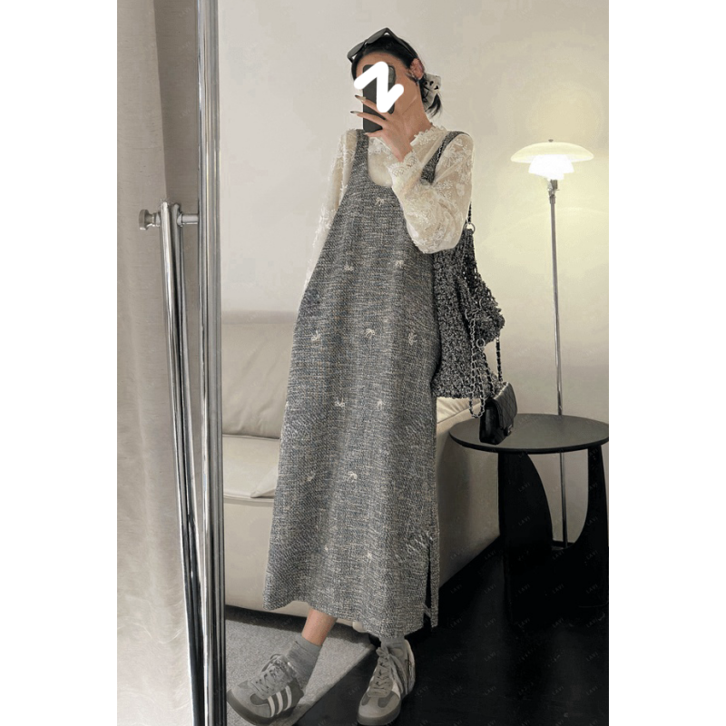 大码胖MM小香风灰色蝴蝶结针织连衣裙女春季宽松衬衣长裙子两件套,女装/女士精品,时尚套装,淘宝优惠券,粉丝福利购,淘宝优惠卷