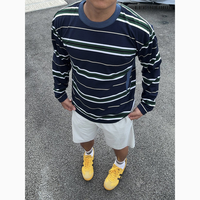 LFG 日系复古拼接网眼长袖25秋季新品潮牌街头圆领透气T恤