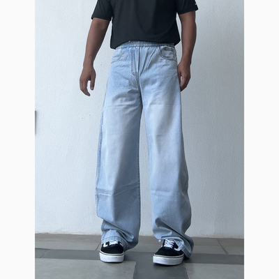 冰蓝水洗牛仔裤直筒休闲宽松