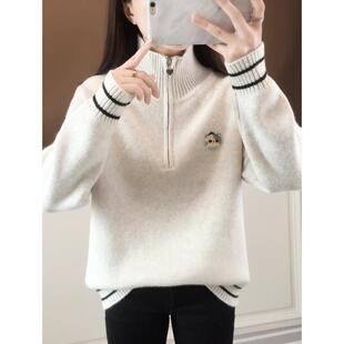 秋女士灰色半高领毛衣女款2026新款打底针织衫内搭可外穿秋