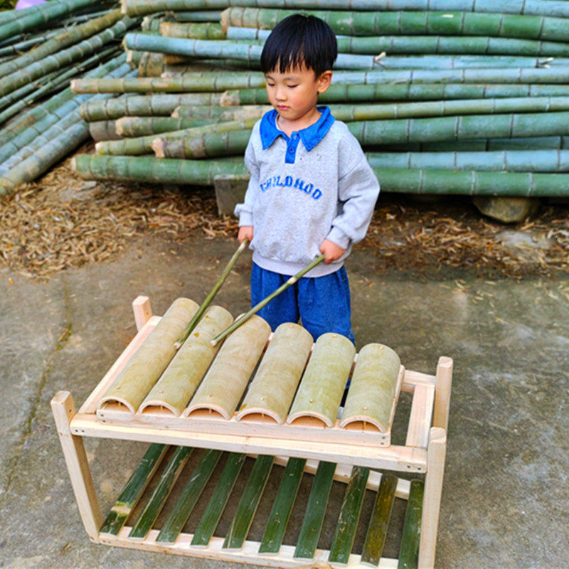 儿童竹制音乐敲打器竹琴木琴幼儿园竹制品玩教具创意击打声乐玩具