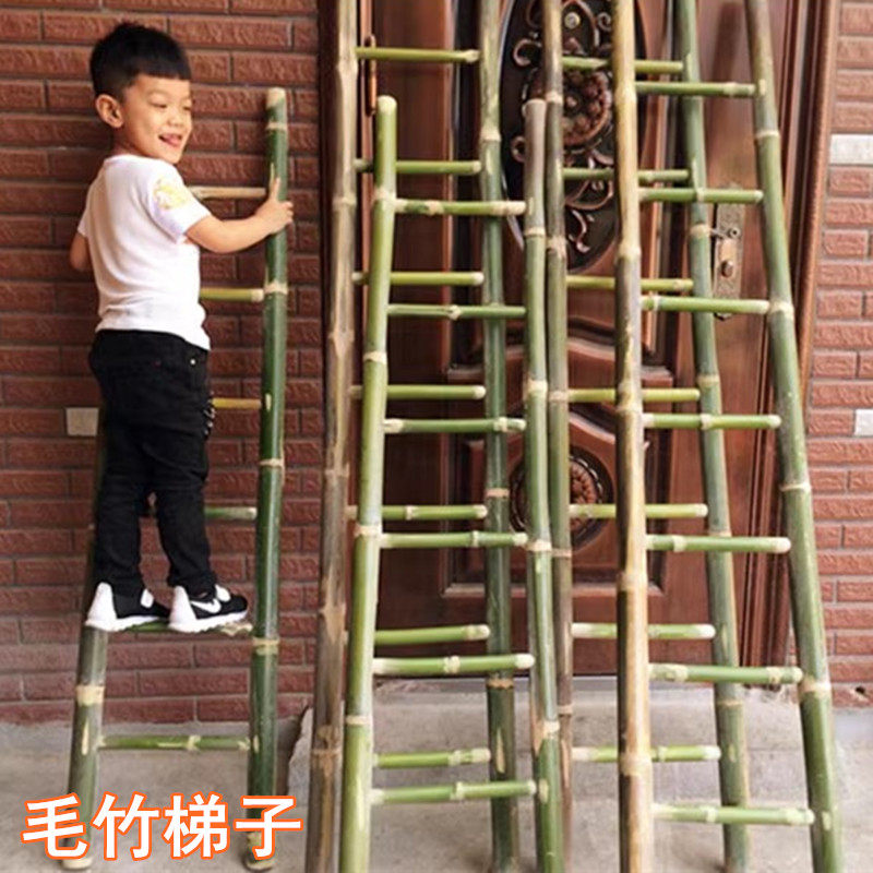 毛竹梯幼儿园玩具竹梯子一字梯直梯子小孩子户外游戏玩具竹制品