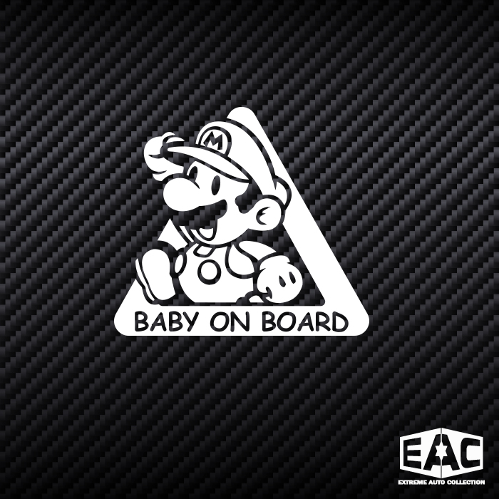 超级玛丽创意BABY镂空反光车贴