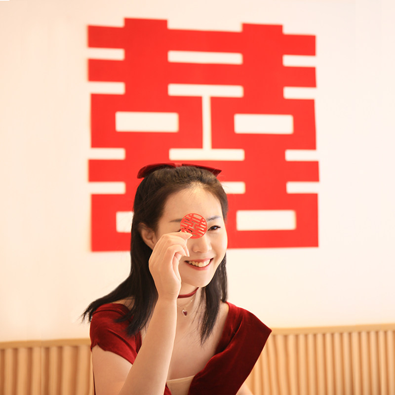 结婚婚庆喜字专用门贴婚房装饰布置婚礼静电窗花大门囍贴客厅用品