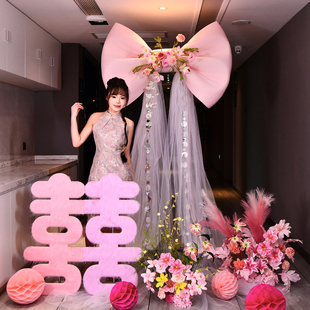 巨型超大红丝绒蝴蝶结订结婚房布置橱窗派对拍照道具婚礼节庆装 饰