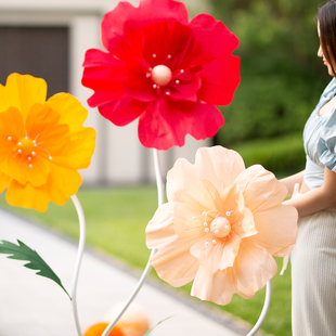 婚房装饰皱纹纸立体花纸花背景墙装饰简约婚房装饰结婚用品大全