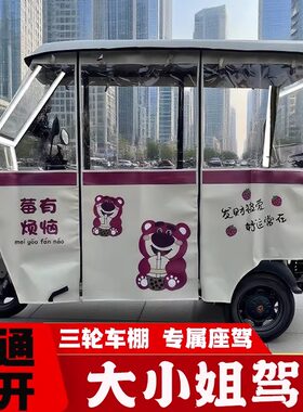 电动三轮车遮阳棚棚休闲小巴士雨棚老年代步车透明全封闭车篷雨篷