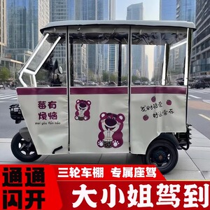 电动三轮车遮阳棚棚休闲小巴士雨棚老年代步车透明全封闭车篷雨篷