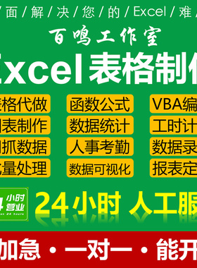 Excel表格制作数据处理函数公式VBA编程批量计算图表数据统计代做